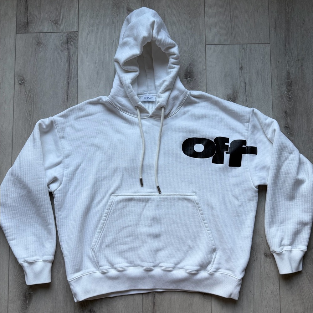 Off-White Men's White and Black Hoodie
